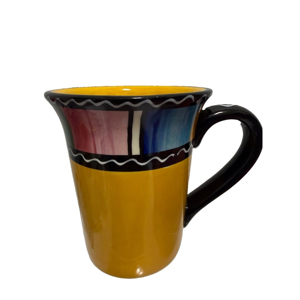 Serape By Nancy Green For Certified International Coffee Mugs Yellow D/C '08 EUC
